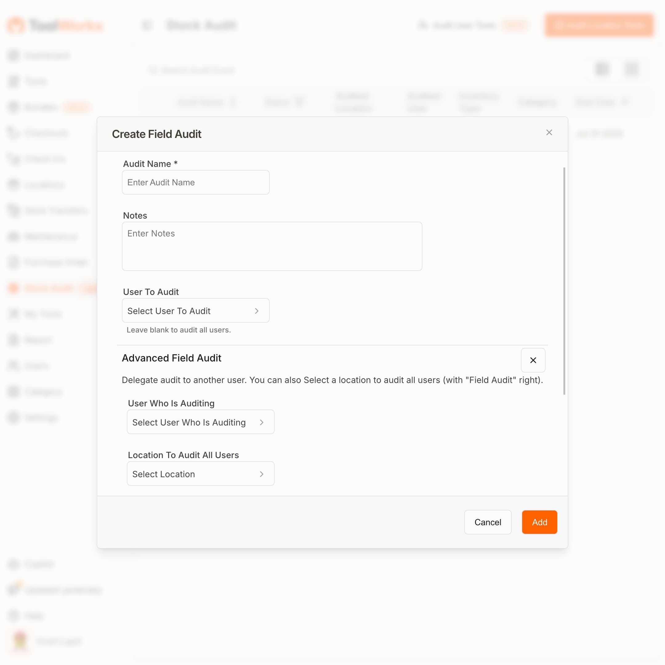 Field Audit Add Advanced