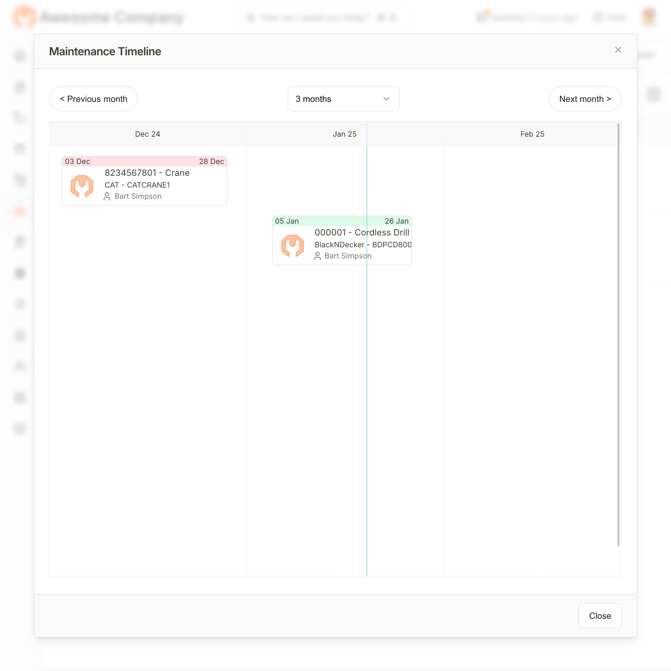 ToolWorks Maintenance Timeline