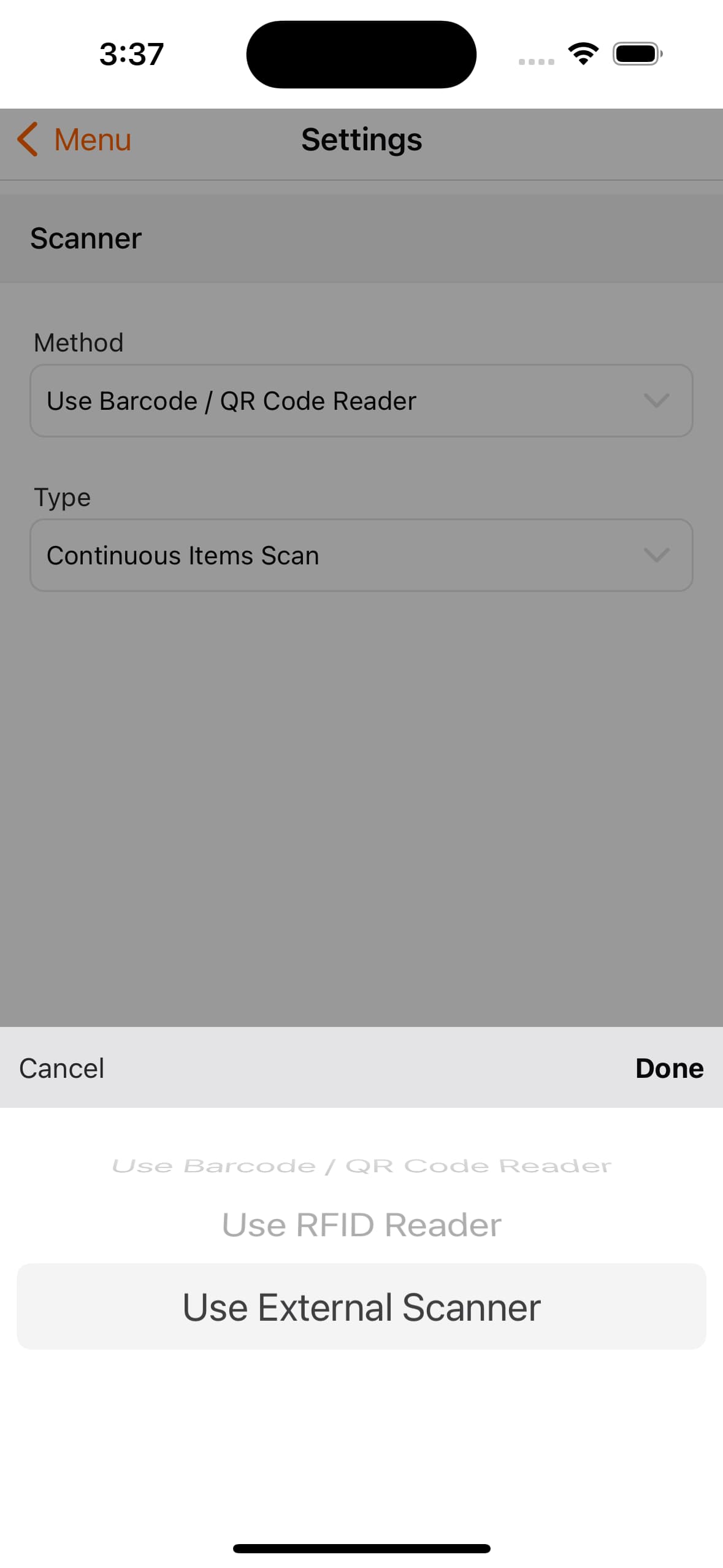 External Scanner Setup
