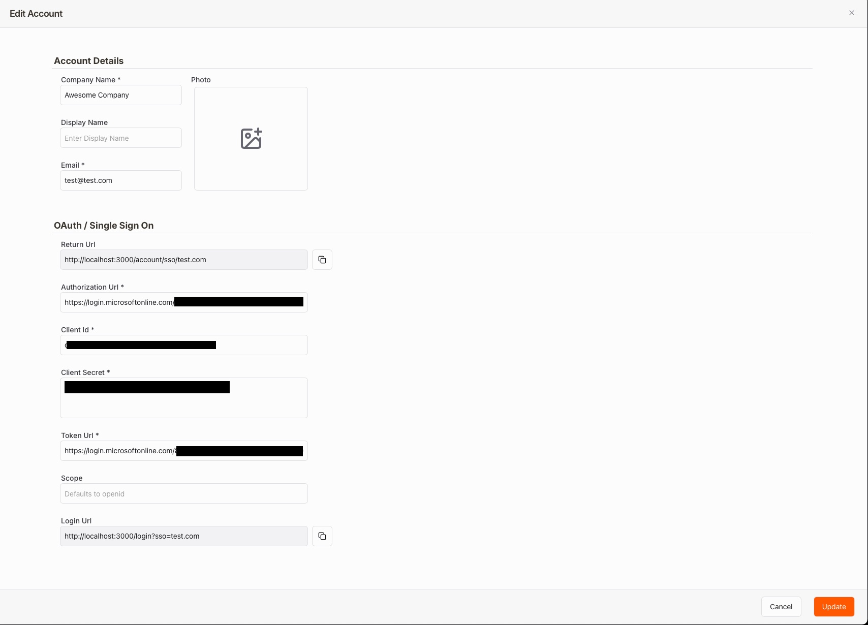 Image: ToolWorks OAuth Settings Filled