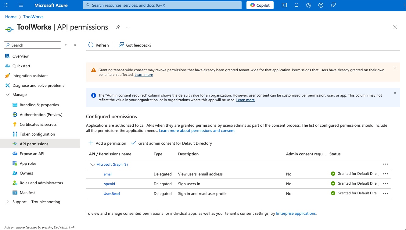 Image: Azure AD API Permissions