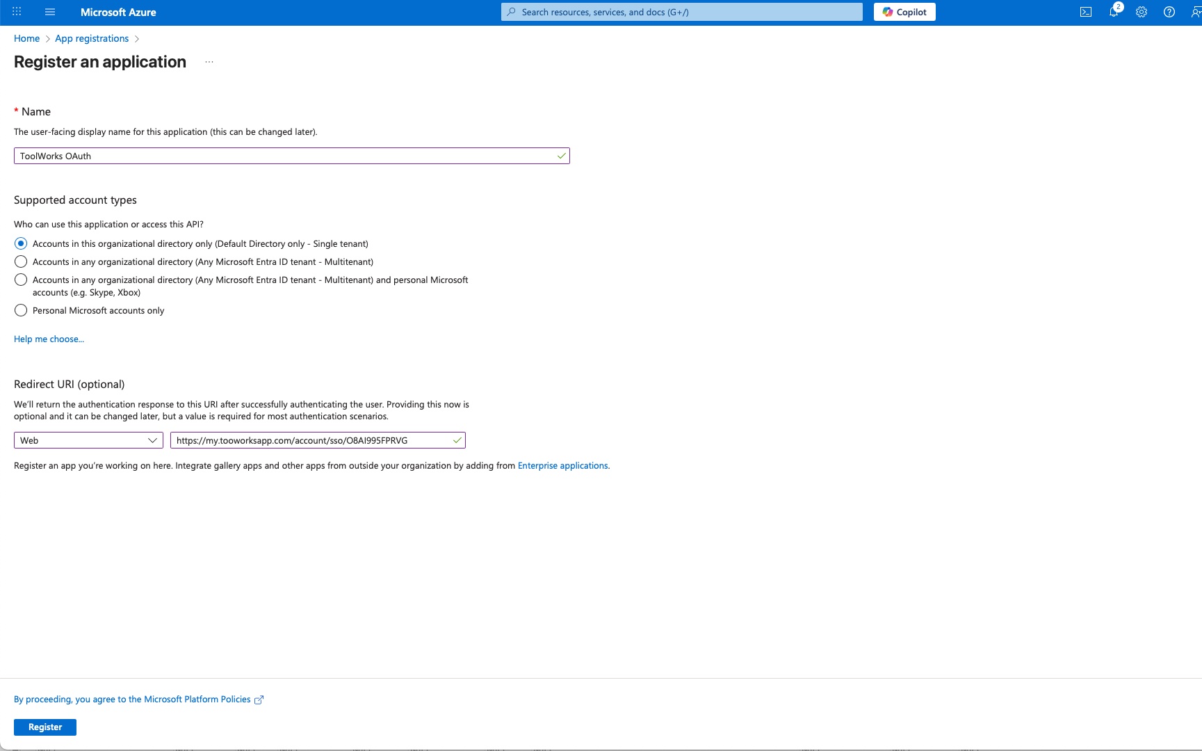 Image: Azure AD App Registration Details