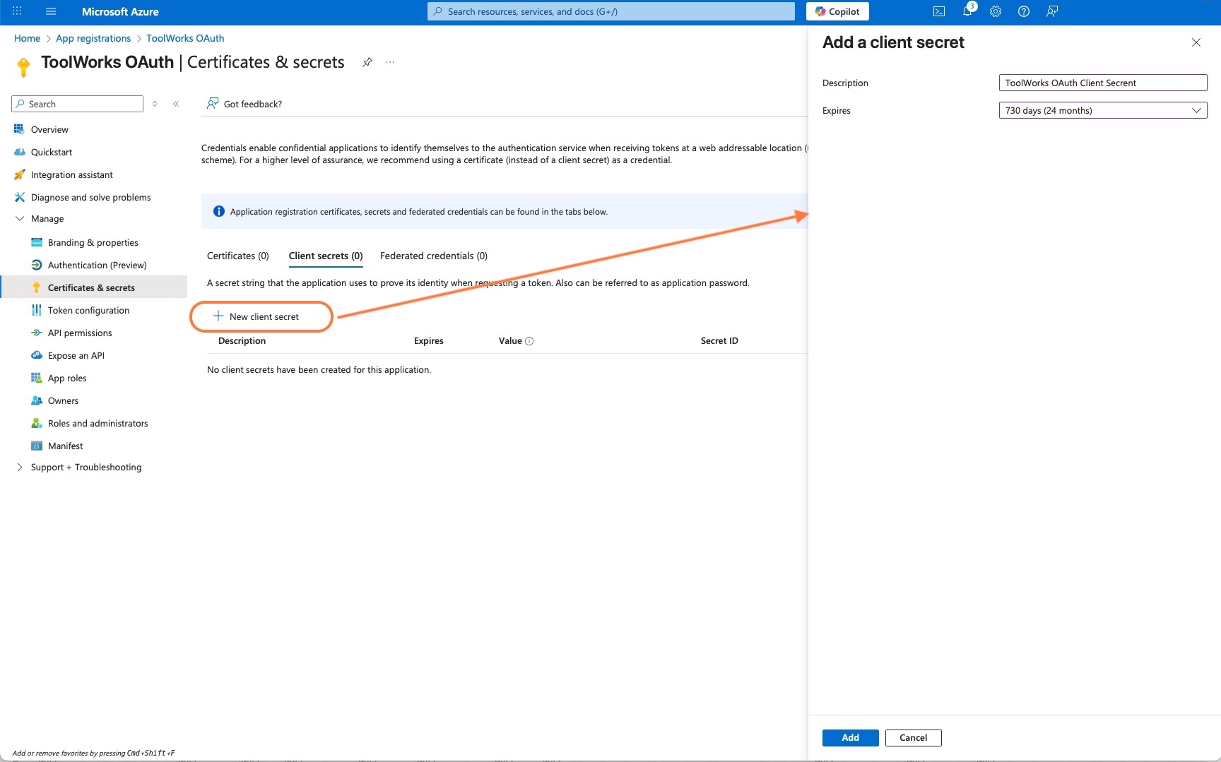 Image: Azure AD Client Secret