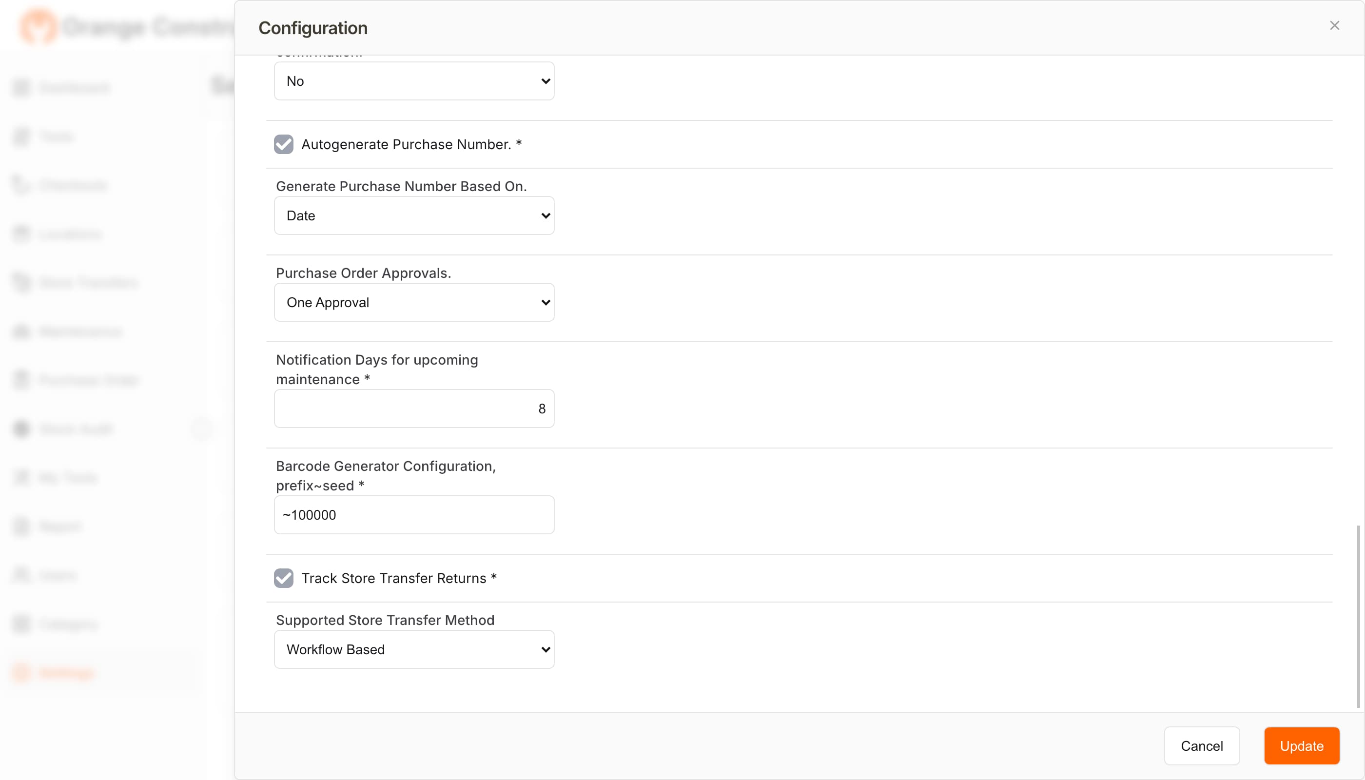 Store Transfer Configuration