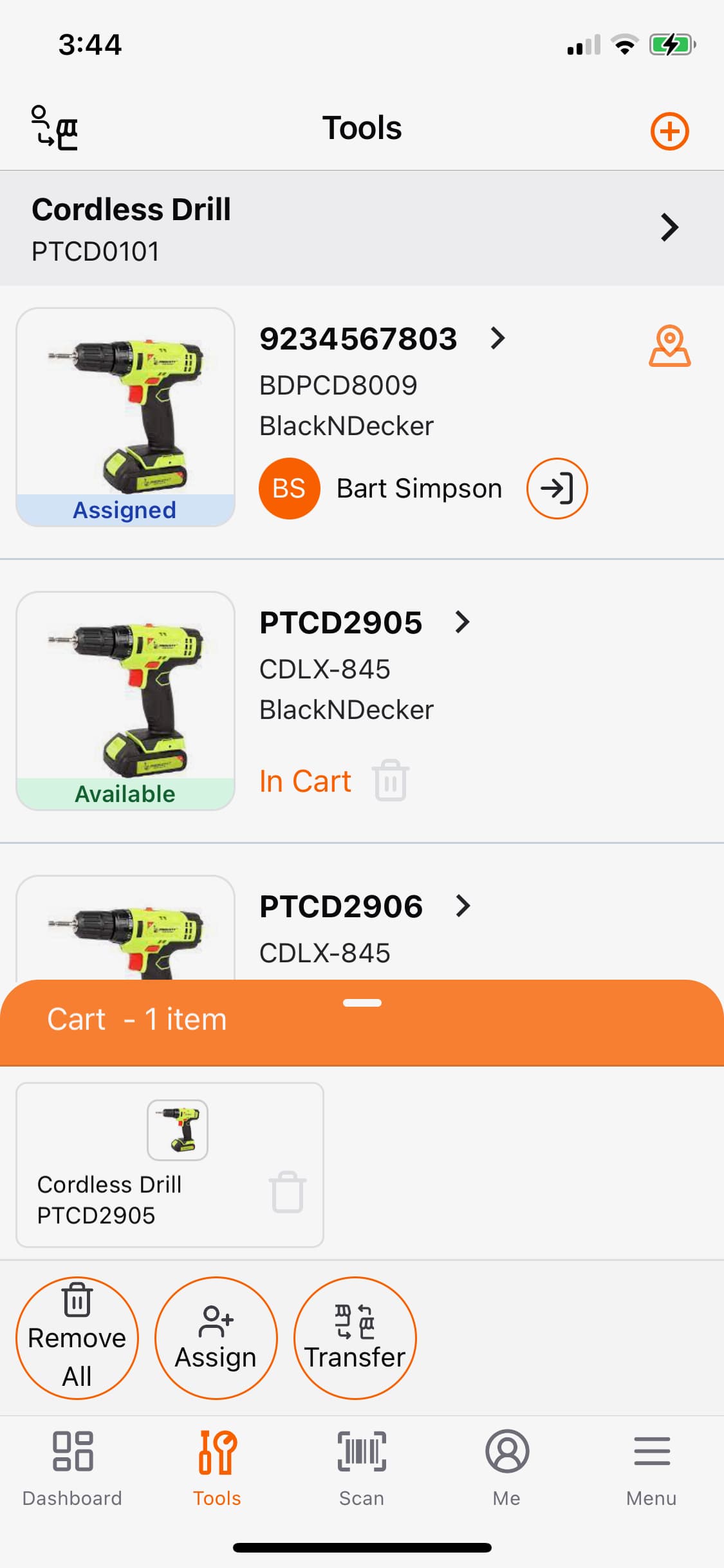 Mobile App Orders Screen